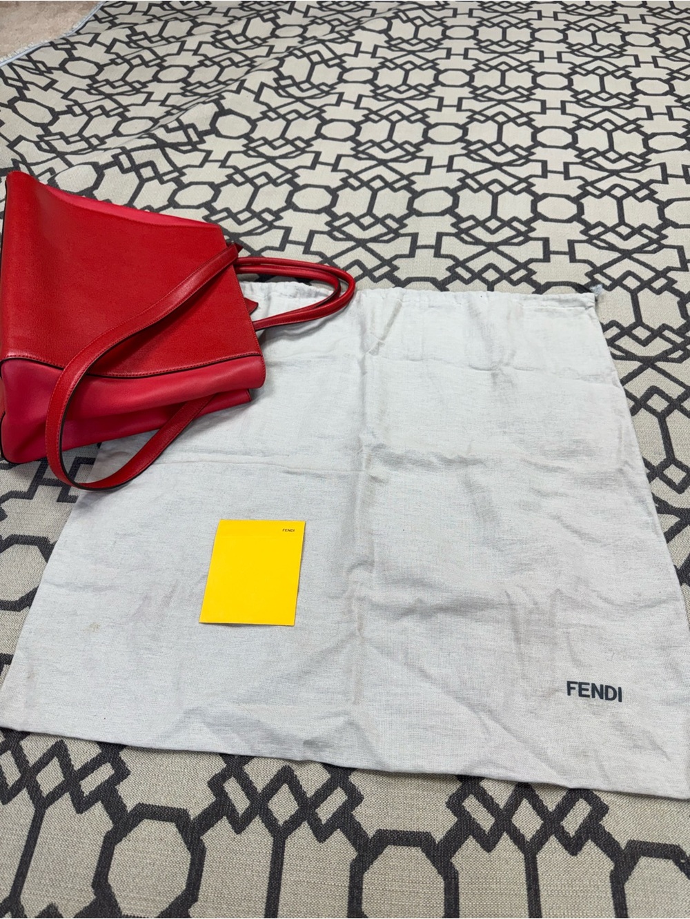 Fendi 2Jours Elite Vitello Leather Tote Bag Rosso Fiamma Red Medium - Picture 5 of 17